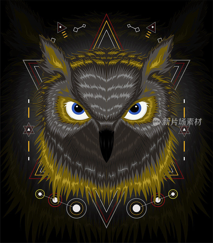 Owl or eagle-owl bird sketch vector isolated icon. Wild forest feathered nocturnal predatory bird of prey sitting on branch. Wildlife fauna and zoology symbol for zoo nature adventure club